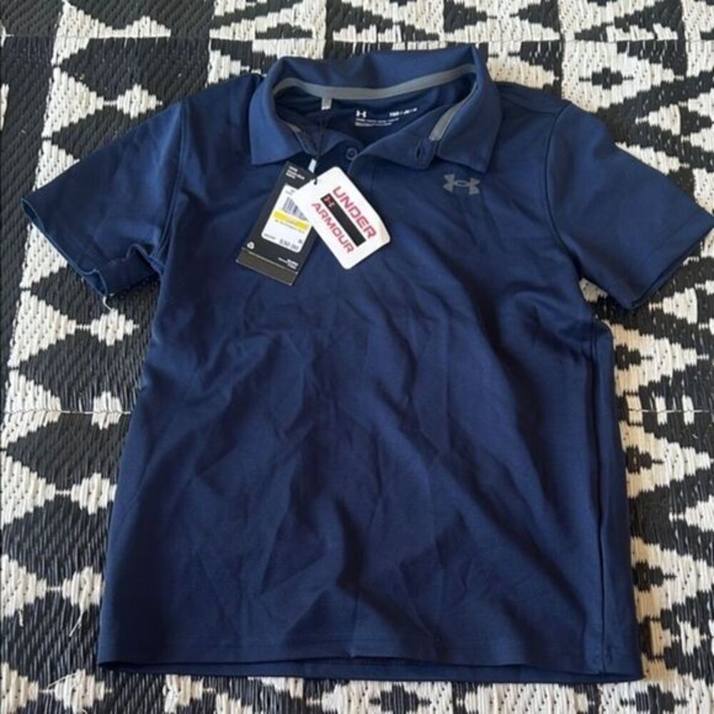 NWT Under Armour Kids Dark Blue Polo Youth medium  C